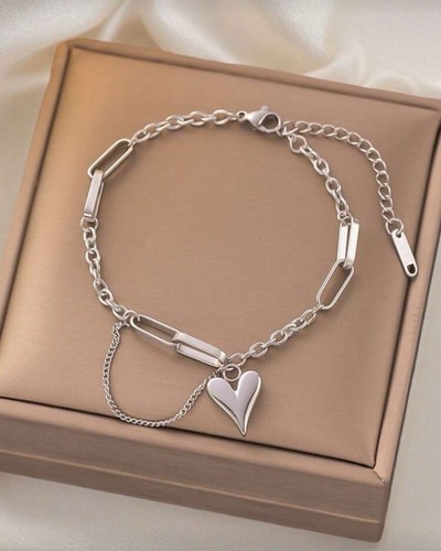 Silver charm bracelet - silver,
