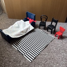 Ikea Dolls House Furniture Bed 3 Chairs Rug Bedding