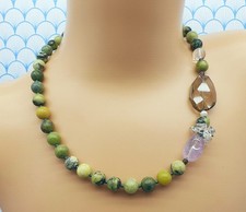 Katherine Bree - 925 Sterling Silver Connemara Marble Beaded Necklace with Pouch