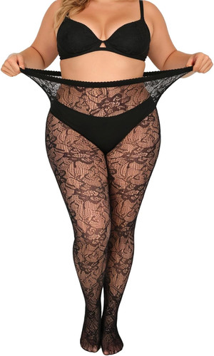 2pcs plus size lace tights - 2pcs,