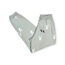 Playboy X Missguided Pale Grey & White Jogger Bottoms Size UK 8