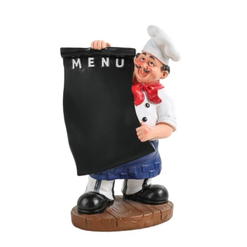 Chef statue with menu - chef, board
