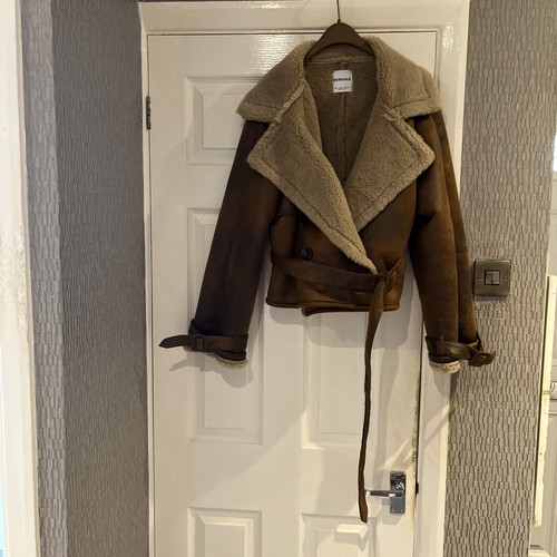 Bershka brown faux leather - brown,