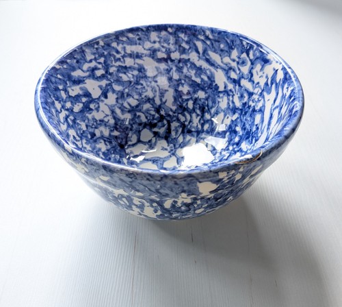 Vintage blue white spongeware - blue/white,