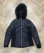 Michael Kors Removable Fur Hood Rose Gold Zip Black Padded Coat Women’s M