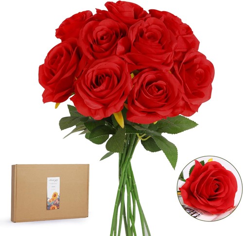 20pcs realistic red roses - 20pcs,