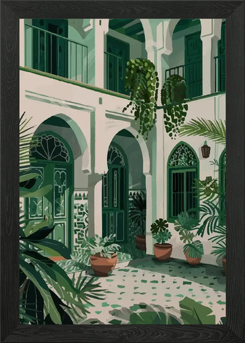 Moroccan green courtyard - green,