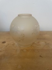 Vintage Etched Glass Round Globe Lampshade H 13cm Light Shade Frosted Glass