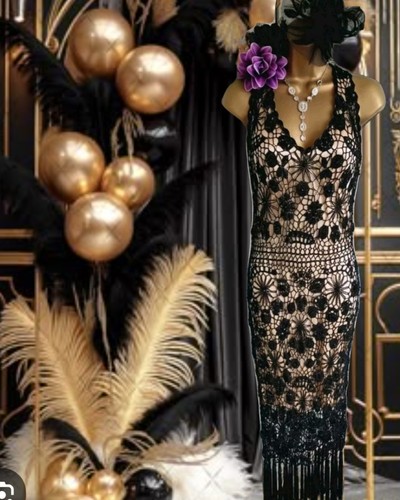 Designer sagaie black crochet - black,