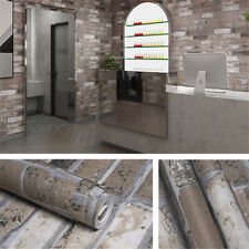 10M Silver Grey 3D Realistic Brick Effect Wallpaper Slate Stone Vintage Textured