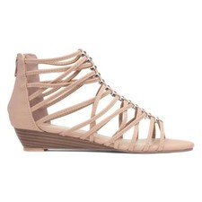 Lilley Womens Sandals Nude Adults Ladies Strappy Zip Wedge Gladiator SIZE