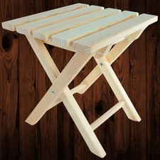 Wooden Folding Stool Pine Compact Portable Chair Small Footstool Decorative Seat