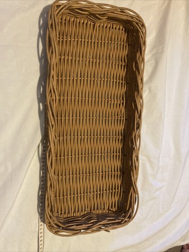 Large faux rattan wicker tray - large,