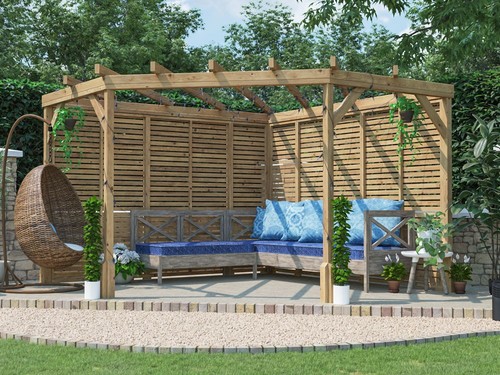 Wooden corner garden pergola - corner,