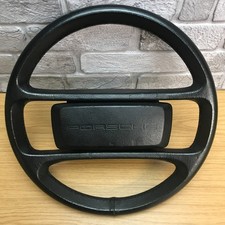 Genuine Porsche 944, 924 S  OEM 4 Spoke Black Leather 365mm Steering Wheel.   6A