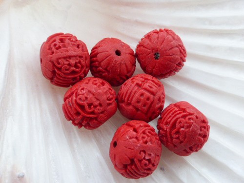 Carved red cinnabar - 5,