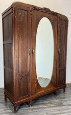 Wardrobe Antique French Oak Armoire Mirror Carved Detail LOT 4201
