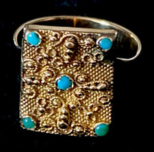 Antique Georgian Cannetille Filigree 15ct Gold Turquoise Ring