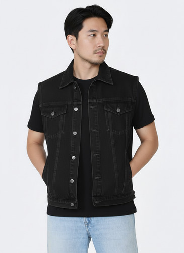 Men denim waistcoat gilet - men's,