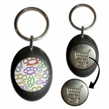 Knuckle Duster Pattern Plastic Shopping Trolley Key Ring Colour Choice New