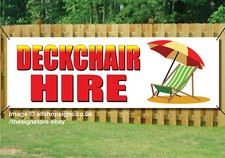 DECKCHAIR HIRE SIGN BANNER BEACH CHAIR RENT SIGN waterproof PVC + Eyelets