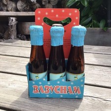 Rare 1950s Babycham Empty Champagne Perry Bottles x6 With Cardboard Carry Box