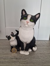LARGE Leonardo Black And White Calico Cat Figurine. See Photos & Description. 