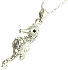 Silver Tone Seahorse Pendant