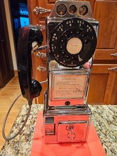 Extremely nice clean vintage chrome Automatic Electric pay phone w/key, untested