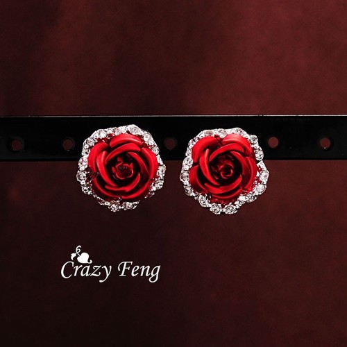 Rose stud earrings for - earrings,