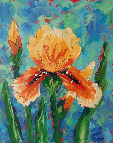 Flower iris original - iris, oil