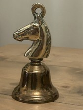Large Vintage Horse Head Solid Brass Hanging Desk Bell Mid Century 