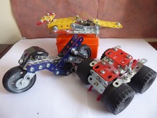3 x Meccano Vehicles with spare wheels and tools - decent condition for age