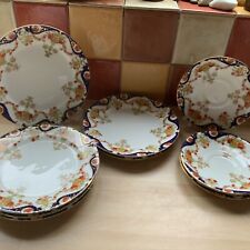Antique 1940s BRIDGWOOD Bone China Side Plates 7 1/4" D x 6 + 3 x Saucers 5 1/2"