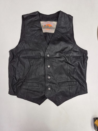 Vintage leather waistcoat - , 42"