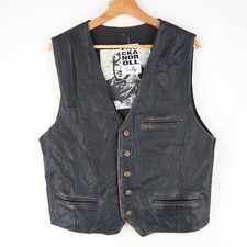 Vintage Leather Waistcoat Gilet Vest Size Large (T9596)