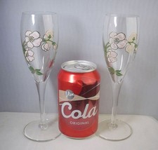 Pair of Perrier Jouet Belle Epoque Champagne Flutes Glasses 7.5"h (unsigned)