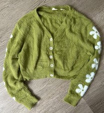 Levi’s Green Audrey Cardigan Crop Sweater Flower Taylor Swift Midnights Size S