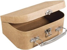 Rayher 67205000 Papier Mache Suitcase with Metal Handle, Sturdy Cardboard Carry