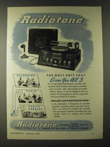 1943 radiotone audio system - radiotone,