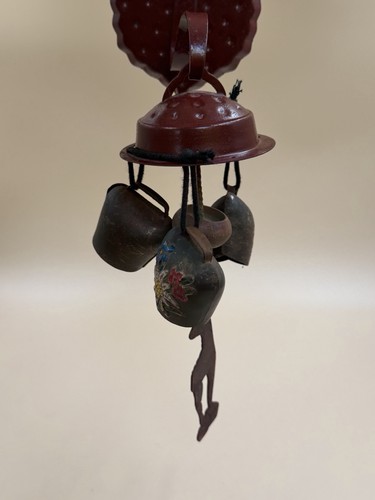 Vintage pretty metal cow - pretty, bells