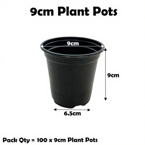 9cm plant pots black - 9cm,