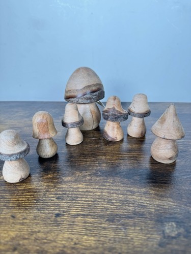 Carved wooden mushrooms fungi - wooden,