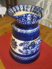 Very Large Vintage Tranquilline Etruria England Spongeware Pottery Pitcher Jug