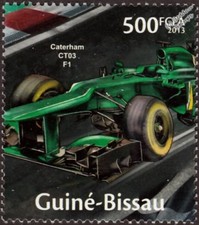 CATERHAM CT03 F1  Formula One Racing Car Stamp (2013 Guinea-Bissau)