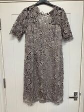 KALEIDOSCOPE Silver Lace Shift Cocktail Dress with Underlay and Zip, UK Size 12