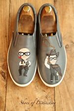 Dolce & Gabbana D&G Grey Leather Sneakers Loafers Shoes Men's UK 8.5 US 9.5 Rare