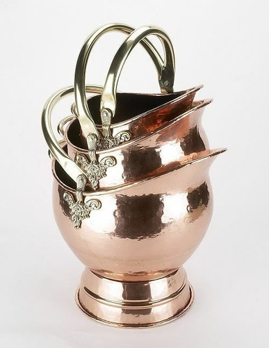 Polished copper coal bucket - polished,
