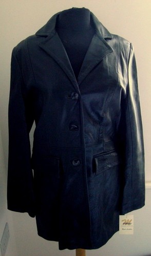 Ladies knee length black hide - length,