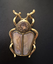 Scarab beetle brooch gold tone vintage inspired pin